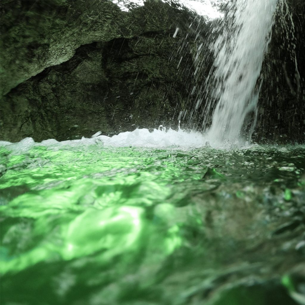 When canyoning in Bovec you can see emerald green crystal clear pools of fresh Alpine water.